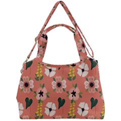 Flower Pink Brown Pattern Floral Double Compartment Shoulder Bag