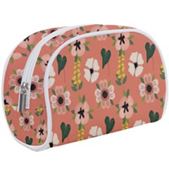 Flower Pink Brown Pattern Floral Make Up Case (large)