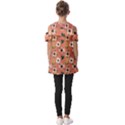 Flower Pink Brown Pattern Floral Fold Over Open Sleeve Top View2