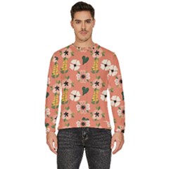 Flower Pink Brown Pattern Floral Men s Fleece Sweatshirt