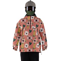 Flower Pink Brown Pattern Floral Men s Ski And Snowboard Waterproof Breathable Jacket by anzea