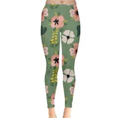 Flower Green Pink Pattern Floral Everyday Leggings  by anzea