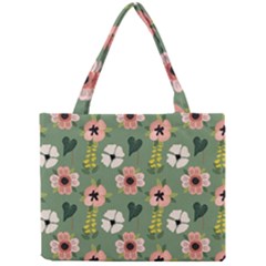 Flower Green Pink Pattern Floral Mini Tote Bag