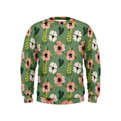 Flower Green Pink Pattern Floral Kids  Sweatshirt