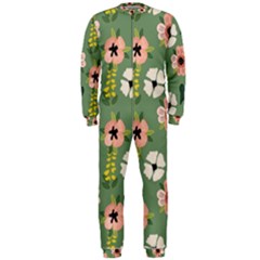 Flower Green Pink Pattern Floral Onepiece Jumpsuit (men)