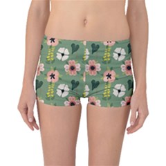 Flower Green Pink Pattern Floral Boyleg Bikini Bottoms by anzea