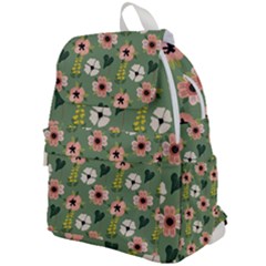 Flower Green Pink Pattern Floral Top Flap Backpack