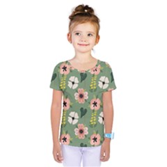 Flower Green Pink Pattern Floral Kids  One Piece T-shirt