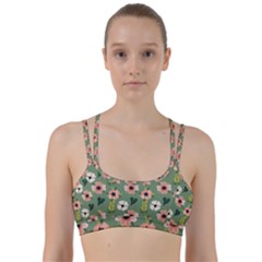 Flower Green Pink Pattern Floral Line Them Up Sports Bra