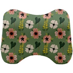 Flower Green Pink Pattern Floral Head Support Cushion