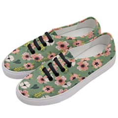 Flower Green Pink Pattern Floral Women s Classic Low Top Sneakers