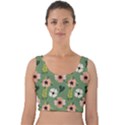 Flower Green Pink Pattern Floral Velvet Crop Top View1