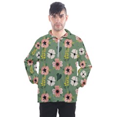 Flower Green Pink Pattern Floral Men s Half Zip Pullover