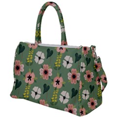 Flower Green Pink Pattern Floral Duffel Travel Bag