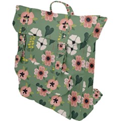 Flower Green Pink Pattern Floral Buckle Up Backpack