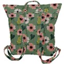 Flower Green Pink Pattern Floral Buckle Up Backpack View3