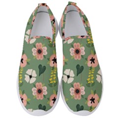 Flower Green Pink Pattern Floral Men s Slip On Sneakers by anzea