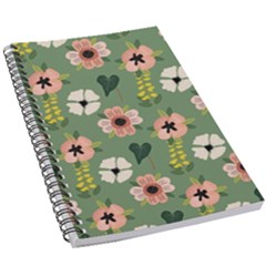 Flower Green Pink Pattern Floral 5 5  X 8 5  Notebook