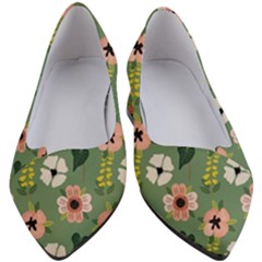 Flower Green Pink Pattern Floral Women s Block Heels 