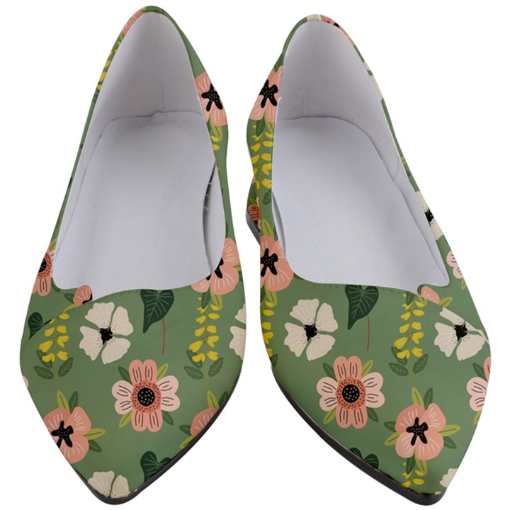 Flower Green Pink Pattern Floral Women s Block Heels 