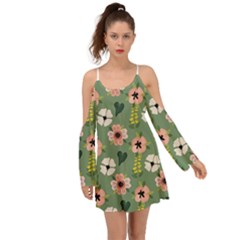 Flower Green Pink Pattern Floral Boho Dress