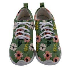 Flower Green Pink Pattern Floral Women Athletic Shoes by anzea