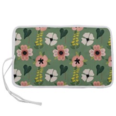 Flower Green Pink Pattern Floral Pen Storage Case (s)