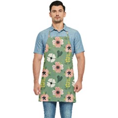 Flower Green Pink Pattern Floral Kitchen Apron