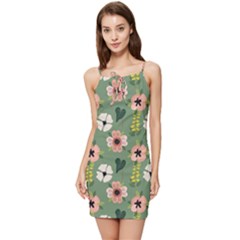 Flower Green Pink Pattern Floral Summer Tie Front Dress by anzea