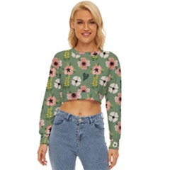 Flower Green Pink Pattern Floral Lightweight Long Sleeve Sweatshirt