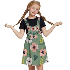 Flower Green Pink Pattern Floral Kids  Apron Dress