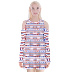 Nautical Digital Paper Nautical Boat Velvet Long Sleeve Shoulder Cutout Dress