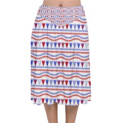 Nautical Digital Paper Nautical Boat Velvet Flared Midi Skirt