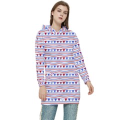 Nautical Digital Paper Nautical Boat Women s Long Oversized Pullover Hoodie