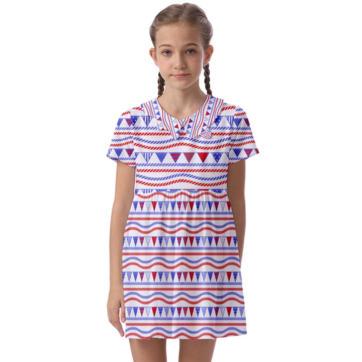 Nautical Digital Paper Nautical Boat Kids  Asymmetric Collar Dress