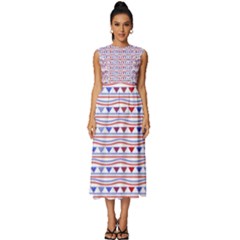 Nautical Digital Paper Nautical Boat Sleeveless Round Neck Midi Dress by anzea