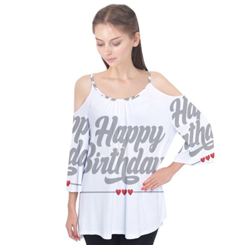 Birthday  Flutter Sleeve T-shirt by didisemporium