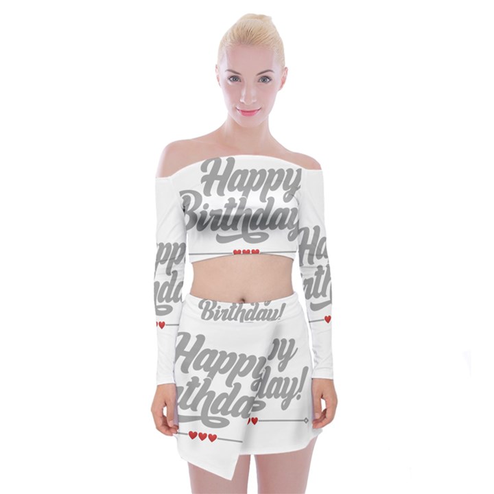 Birthday  Off Shoulder Top with Mini Skirt Set