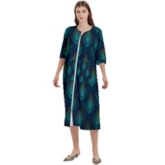 Peacock Texture 3d Pattern Peacock Texture Women s Cotton 3/4 Sleeve Nightgown by Loisa77