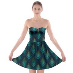 Peacock Texture 3d Pattern Peacock Texture Strapless Bra Top Dress by Loisa77