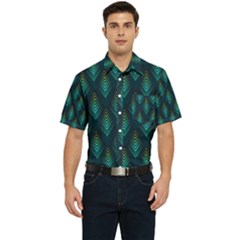 Peacock Texture 3d Pattern Peacock Texture Men s Short Sleeve Pocket Shirt  by Loisa77