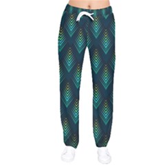 Peacock Texture 3d Pattern Peacock Texture Women Velvet Drawstring Pants