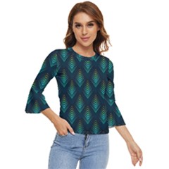 Peacock Texture 3d Pattern Peacock Texture Bell Sleeve Top