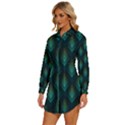 Peacock Texture 3d Pattern Peacock Texture Womens Long Sleeve Shirt Dress View2