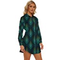 Peacock Texture 3d Pattern Peacock Texture Womens Long Sleeve Shirt Dress View3