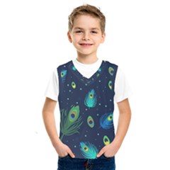 Texture Pattern Green Feather Yellow Peacock Kids  Basketball Tank Top by Loisa77