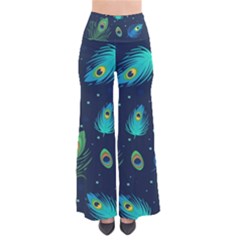 Texture Pattern Green Feather Yellow Peacock So Vintage Palazzo Pants by Loisa77