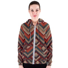 Texture Pattern Fabric Women s Zipper Hoodie