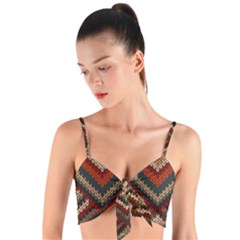 Texture Pattern Fabric Woven Tie Front Bralet by Loisa77