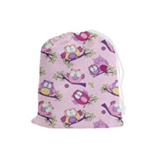 Owls Bird Animal Pattern Drawstring Pouch (large) by Loisa77